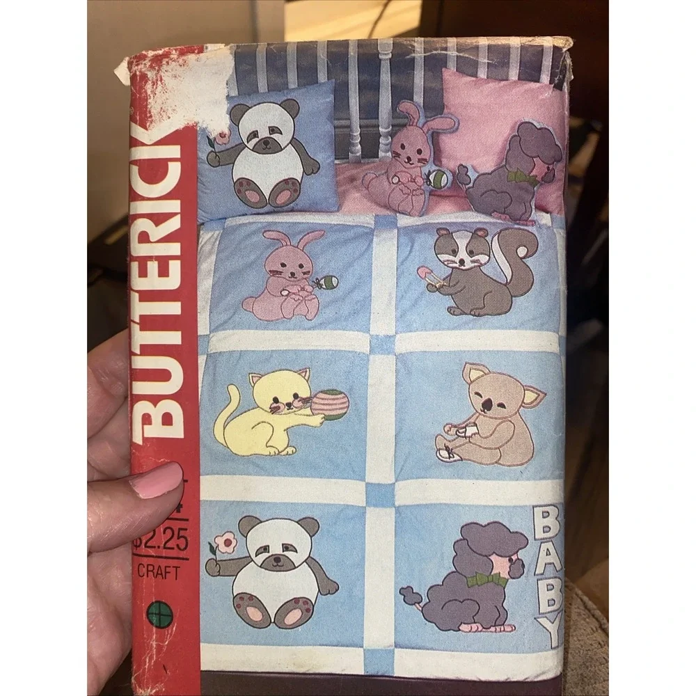 1980's VTG Butterick Baby Quilt,Stuffed Animals or Pillows Pattern 204 UNCUT
